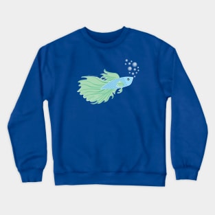 Blue and Green Beta Fish Making a Bubble Nest Crewneck Sweatshirt